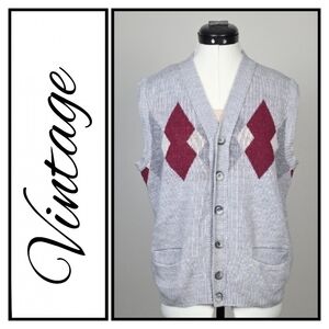 Vintage Cooper Argyle Knit Sweater Vest – Made in Canada (Size M/L)